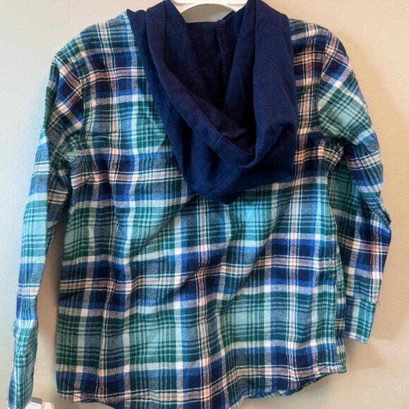 Carter's Boys'4T 2 Piece Long Sleeve Knit Top Pants (Navy/Grey Plaid hooded, 4T - Picture 6 of 7